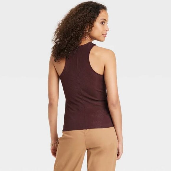 a new day (Target) | Brown Stretchy High Neck Tank Top Small NWT - Picture 2 of 7